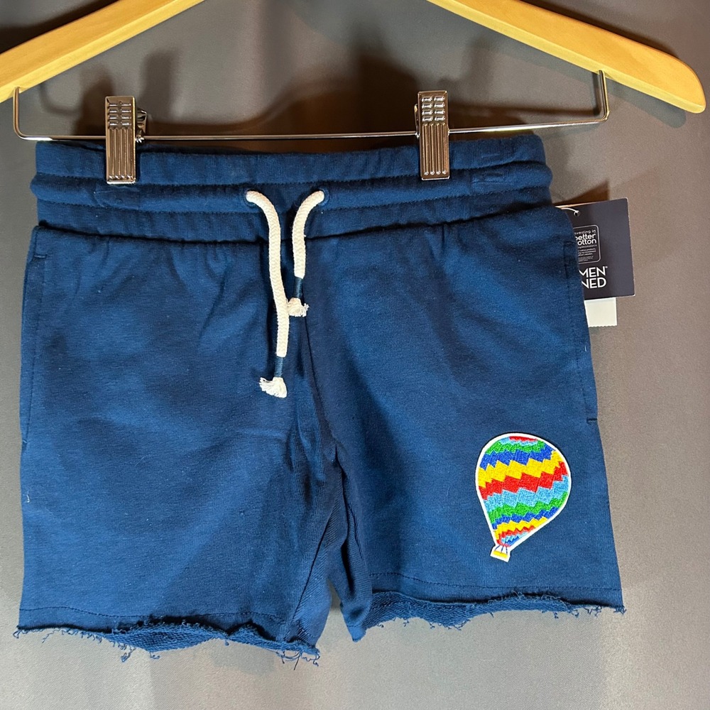 Grand River Blue Shorts Hot Air Balloon Patch Raw Hem XS (4/5)